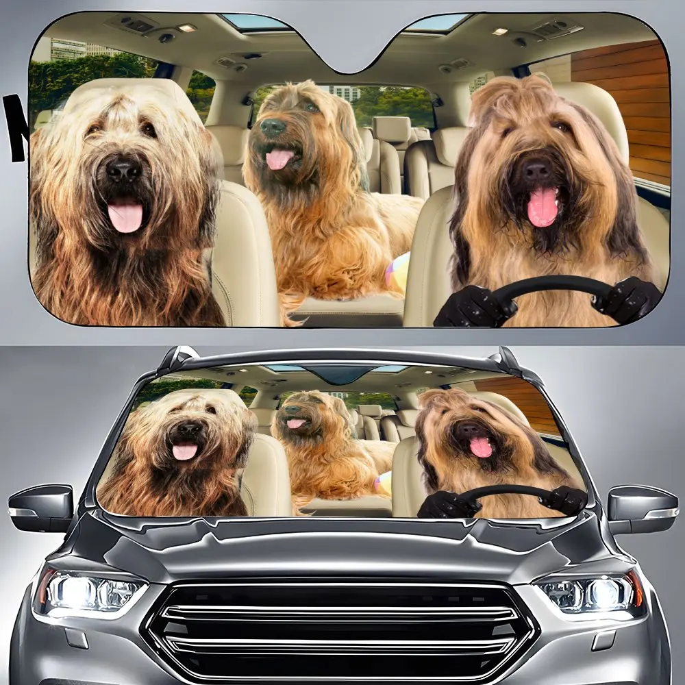 Briard Driving Car Interior Front Windshield Sun Shade, Auto Accessories Black Cat Sunshade for SUV- Blocks Uv Rays Protector