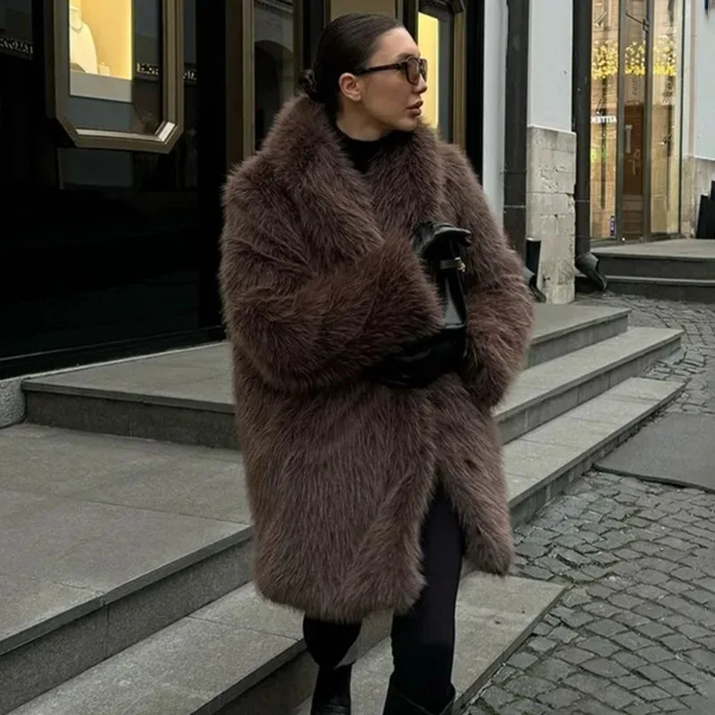 

Tuularose Winter Fashion Fluffy Furry Faux Fur Women Jacket Overcoats Loose Cardigan Thick Warm Patchwork Female Coat Faux Fur