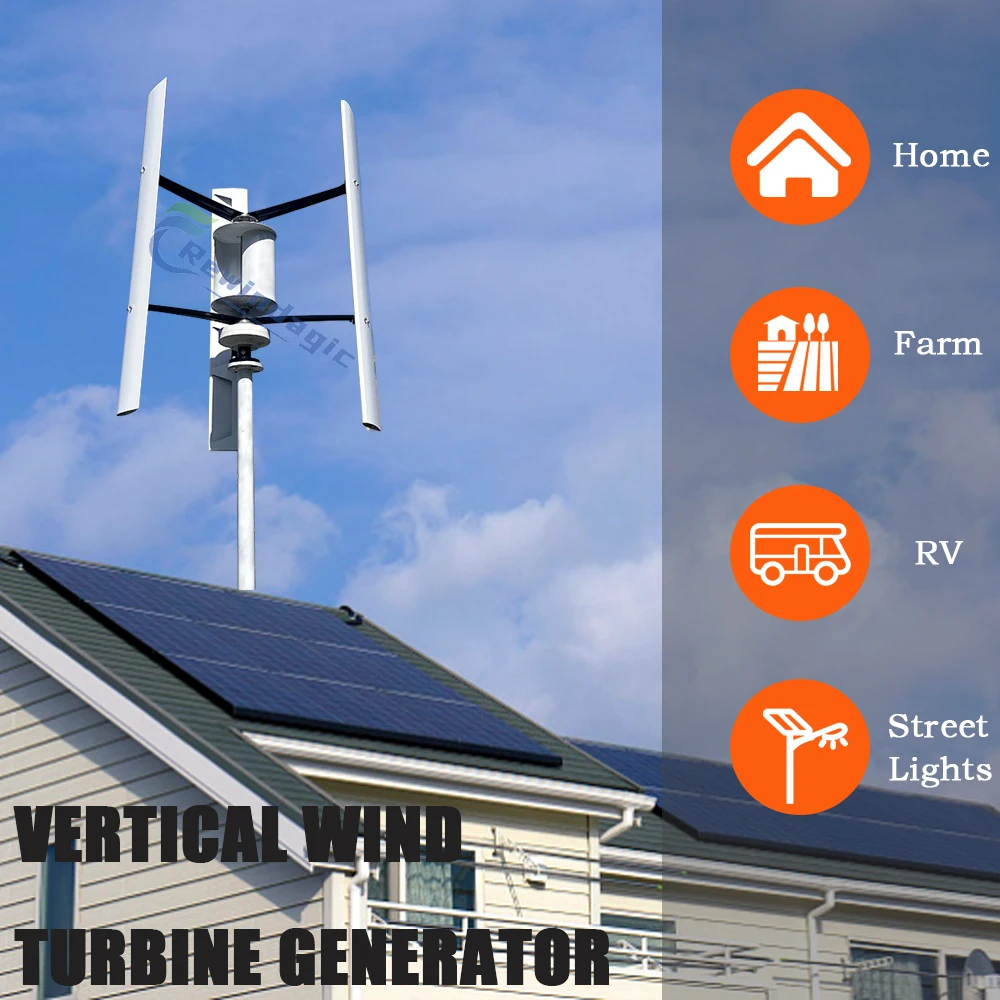 10KW 20KW Vertical Wind Turbine Generator 24V 48V 96V 3 50HZ 3 Blades Low Noise Windmill With Hybrid Controller Home Use