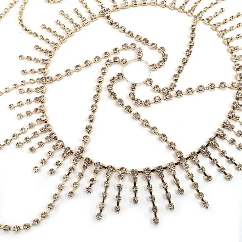 1 Stück Kristall-Kopfkette Schmuck Glitzernde Quasten-Strass-Kappe Kopfschmuck Rave-Party Tanz Hochzeit 1920er Haaraccessoires 【AliS8】 – Detail 12