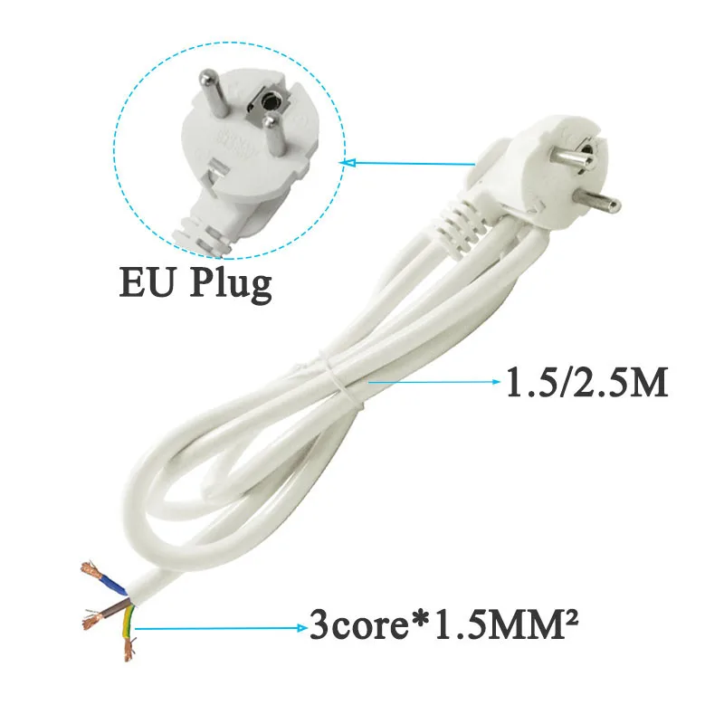 Europe 2Pin Power Strip 4 Mains Outlets with 4 Switch Surge Protection 3500W 16A Extension Cable 1.5/2.5Meters