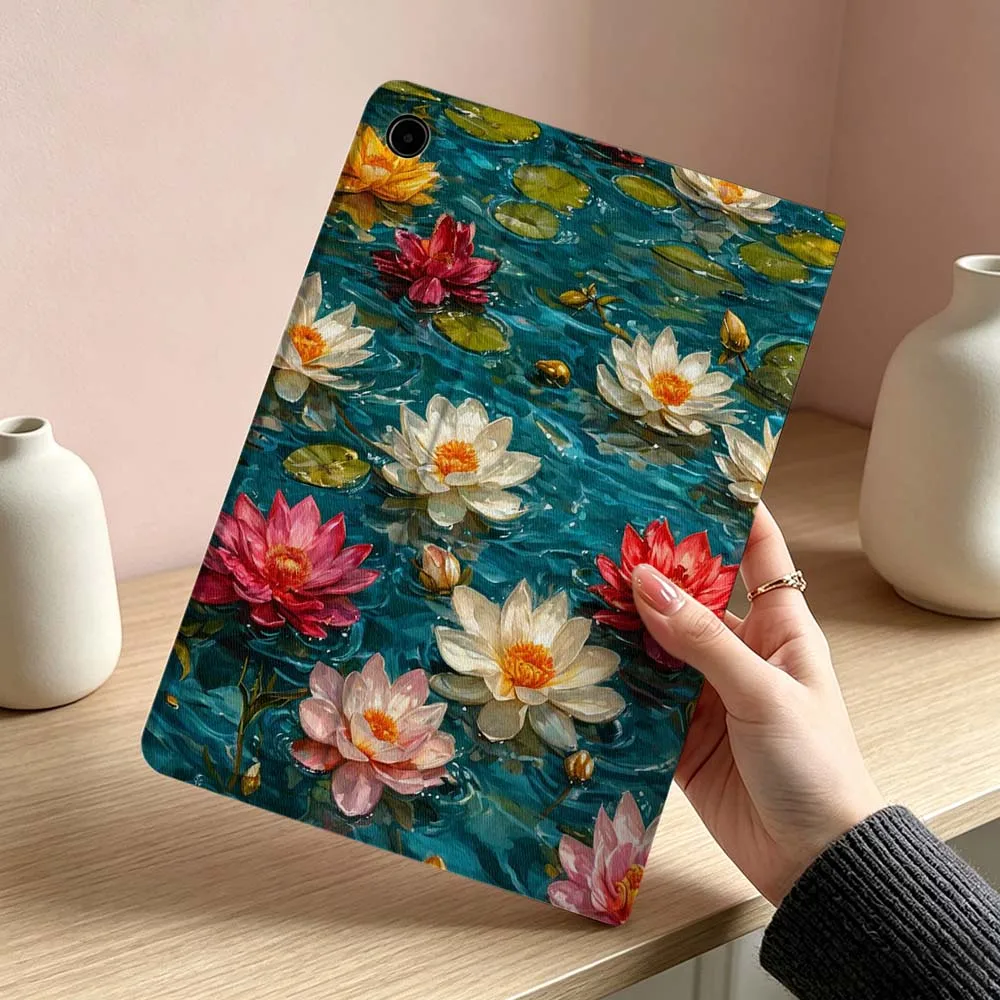 Picture 5: Water Lily Bloom Pattern Soft For Samsung Galaxy Tab S11 S10 S9 S8 S7 S6 A11 A9 A8 A7 Ultra Lite FE Plus Inch Tablet Case