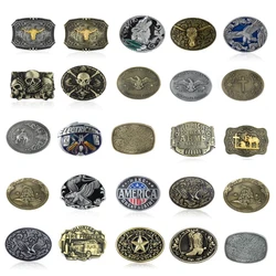 Western Cowboy Relief Belt Buckle Metal Multiple Type Personality Rock Belt Link Buckle Unisex Belt Buckle DIY Supplies
