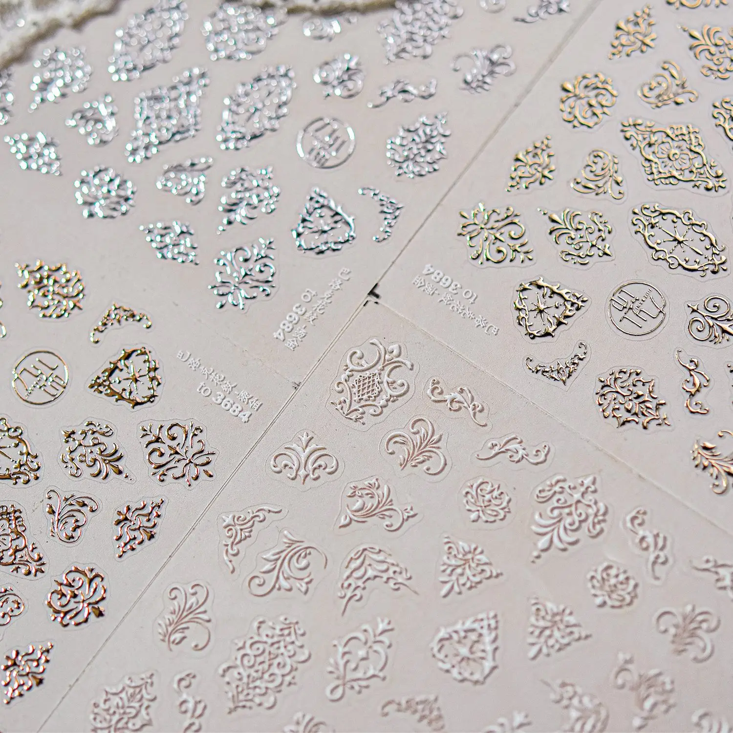 Coração estrela flor entrelaçamento haste totems runas florescendo lótus tradicional geométrico arte do prego adesivos decoração manicure decalques