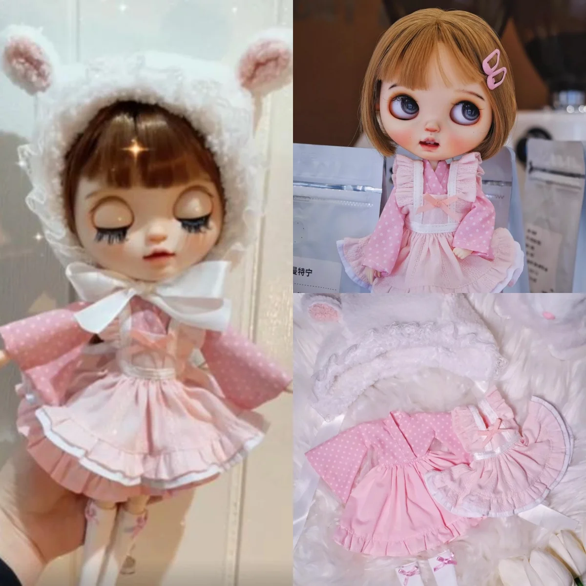 blyth-ob24-ob22-azone19-vetements-de-poupee-accessoire-rose-et-blanc-robe-douce-mignonne-adaptee-au-modele-de-figurine-d'action-pour-fille-bricolage