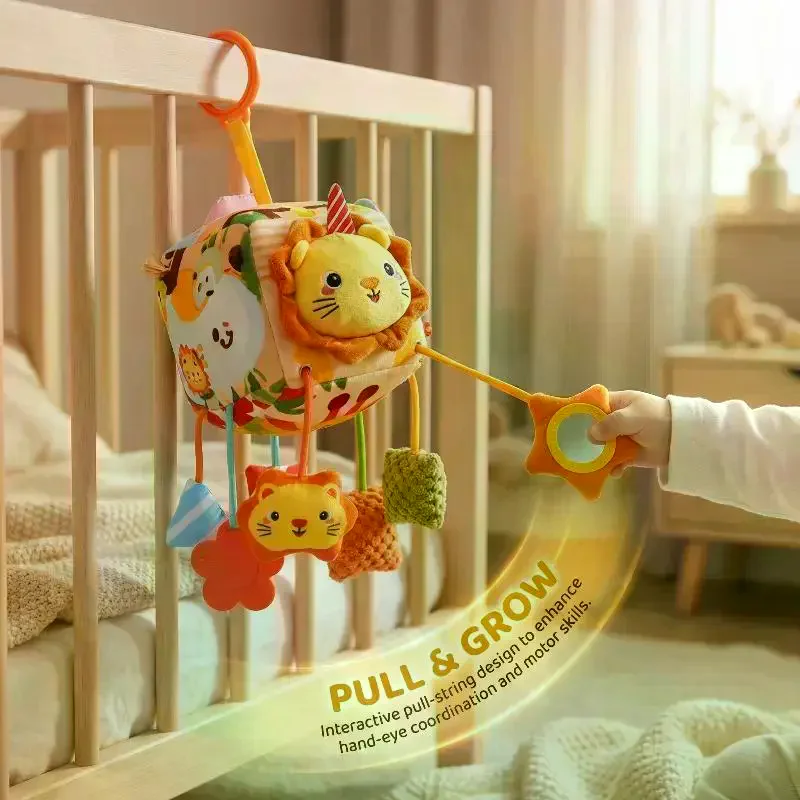 Newborn Baby Pull String Bed Hanging Rattle Crib Toy Sensory Educational Soothing Play Accessory
