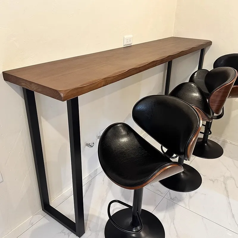 Solid wood bar desk bay window by window leisure table long table balcony table window sill against the wall