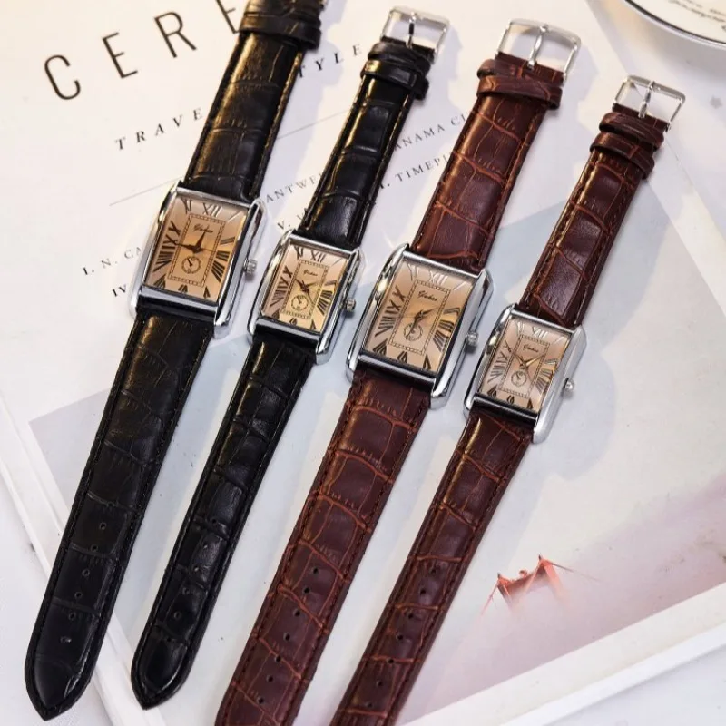 Couple Luxury Quartz Watch, Rectangle Dial Gift