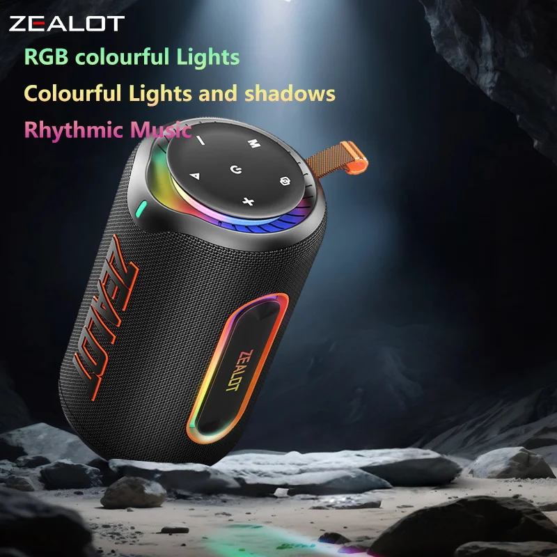 ZEALOT-MP1 60W Wireless Speaker RGB Light 30H Playtime Waterproof IPX6 Dual Pairing 8000mAh Battery Portable Sound System