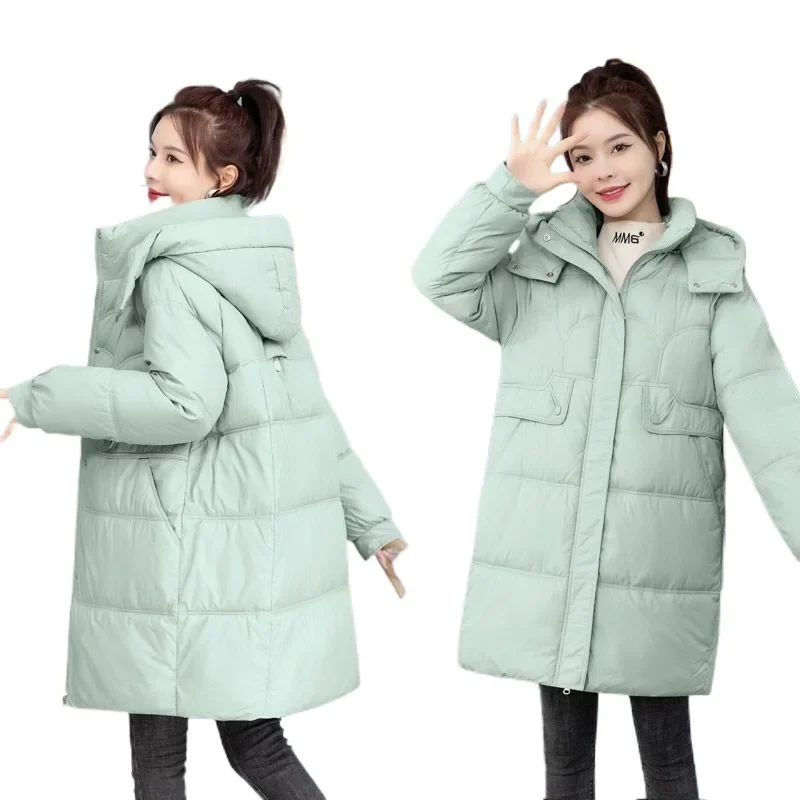 2024 Winter Women Hooded Jacket Coats Long Parkas Female Down Cotton Overcoat Thick Warm Padded Windproof Casual Windbreaker 3XL
