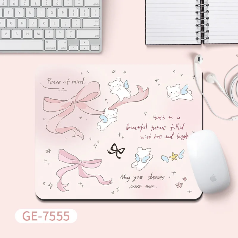Korea Ins Bow Pink Rubber Desktop Mouse Pad Gaming Anti-Slip Durable Desk Mat Pc Accessories Laptop Study & Office Mouse Mat