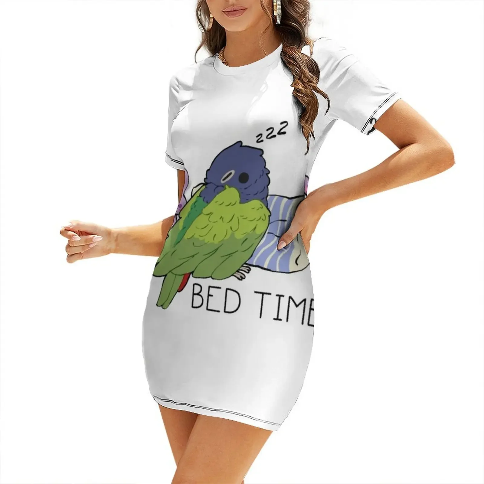 

Blue Headed Pionus Cute Sleeping Short-Sleeved Dress Cocktail of dresses Evening gown women dresses sexy dress for women Dress