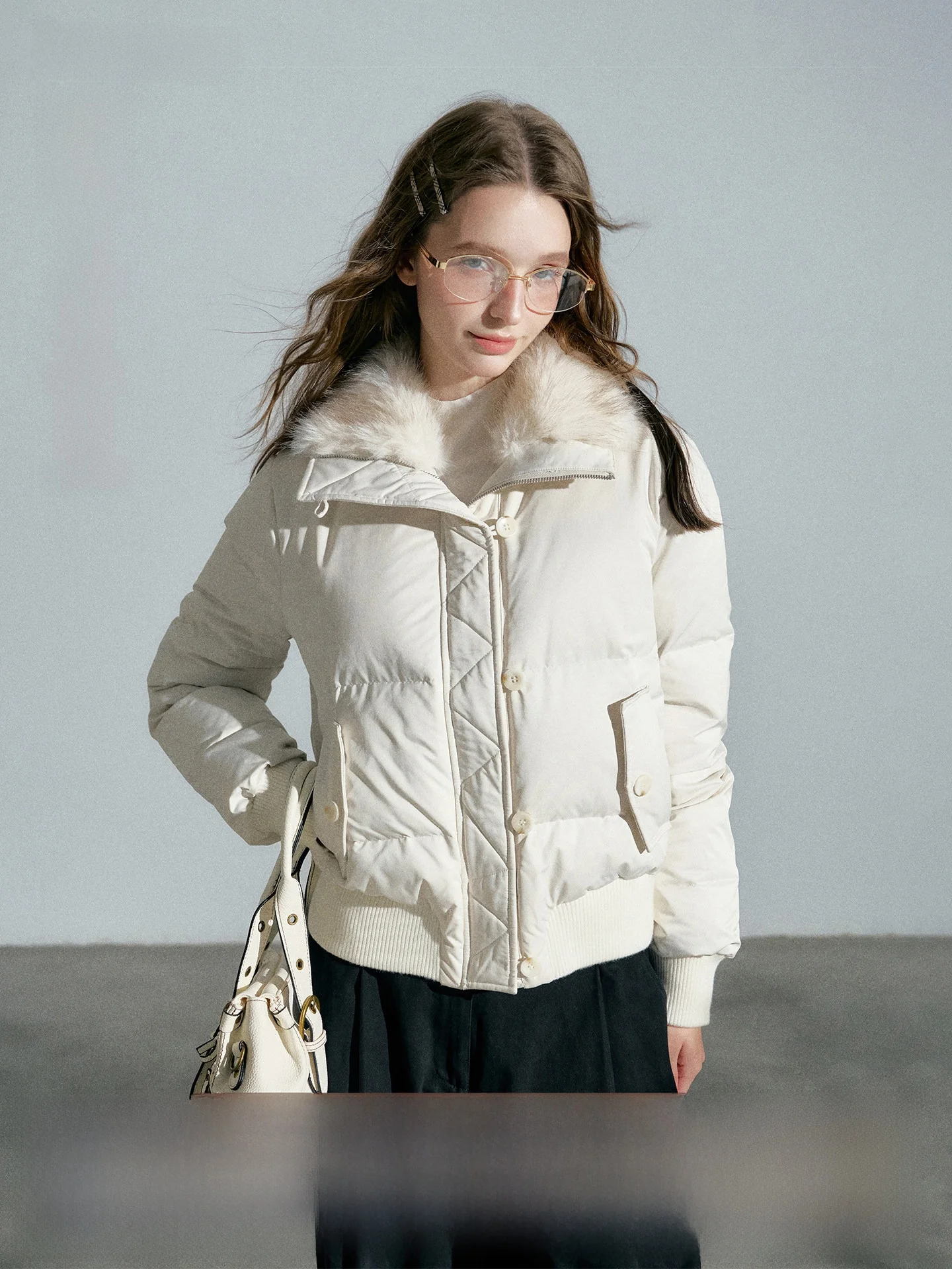 

Белое пальто Du down Puffer Jaet, женское пальто с хлебом, длина, застежка-молния, корейское модное длинное пальто прямого кроя