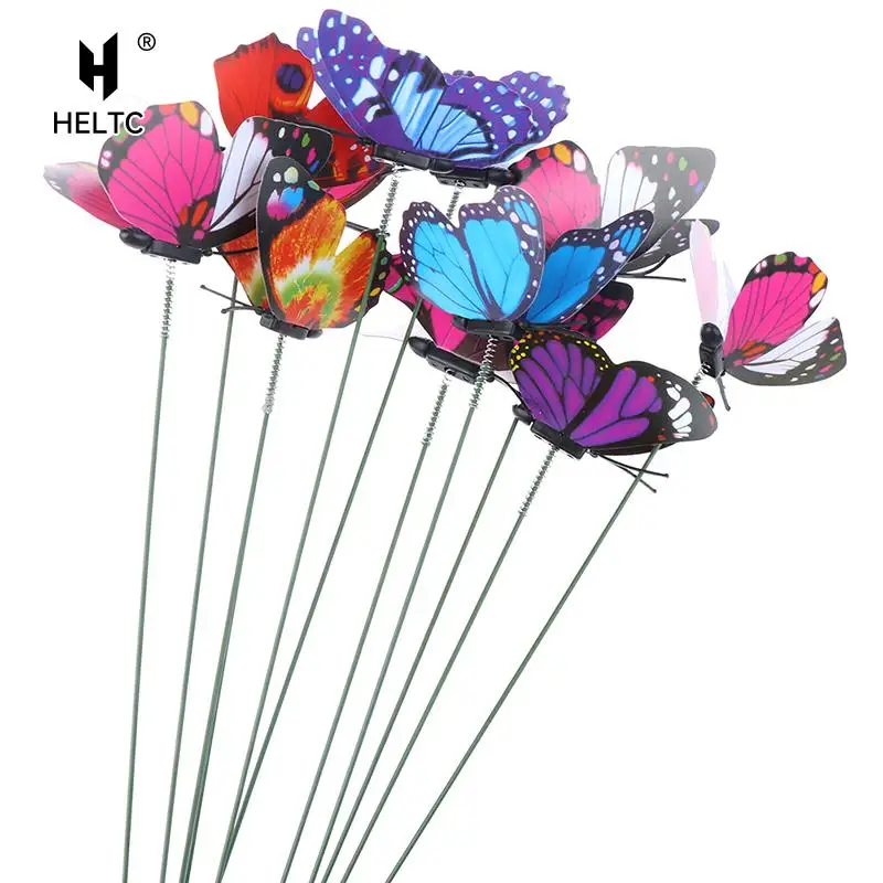 10 X Beautiful Bunch Of Butterflies Garden Yard Planter Colorful Whimsical Butterfly Stakes Decoracion Outdoor Decor