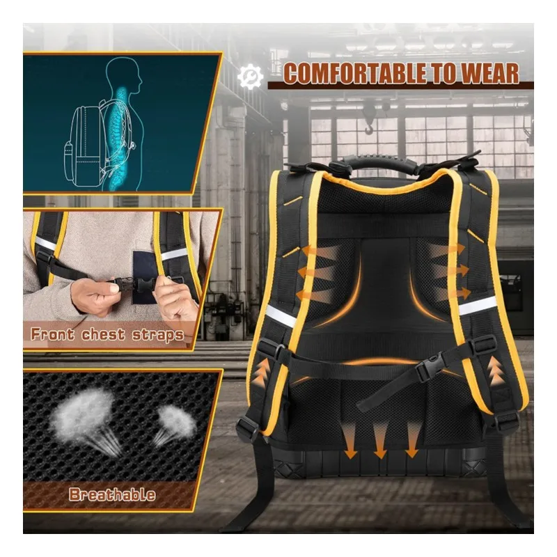 حقيبة أدوات ذات سعة كبيرة، متعددة الوظائف، مقابض عملية، أكياس كهربائي لإصلاح الأجهزة، حقيبة أدوات الصيانة #3