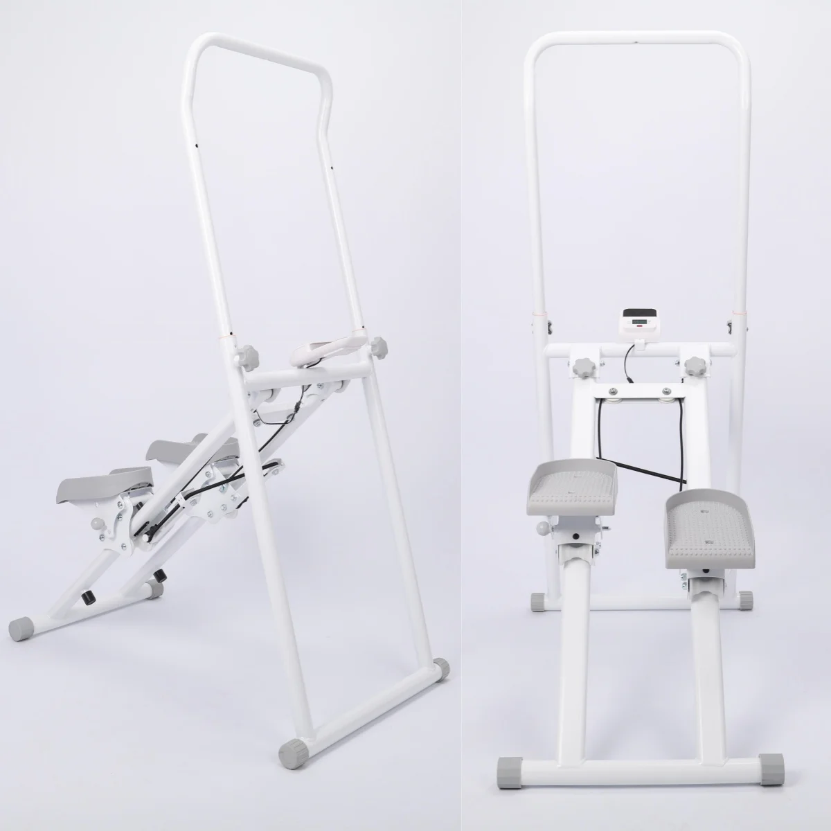 folding ladder with adjustable handrails and pedal height for home gym fitness