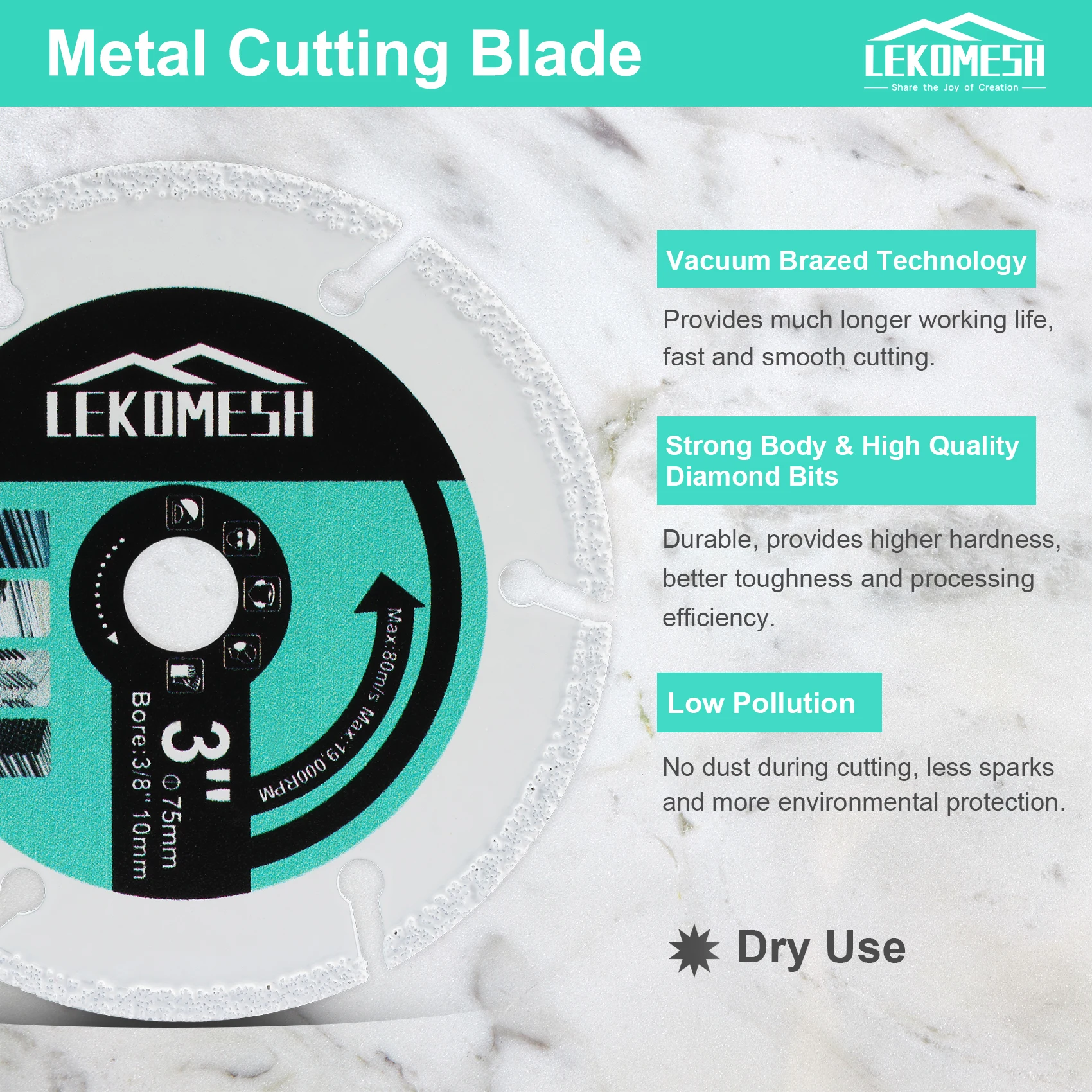 LEKOMESH Dia75mm Diamond Cutter Disc 1/2/3 pcs Cutting Steel Tube/Pipe Iron Rebar Angle Steel Stainless Steel Mini Cutting Disc