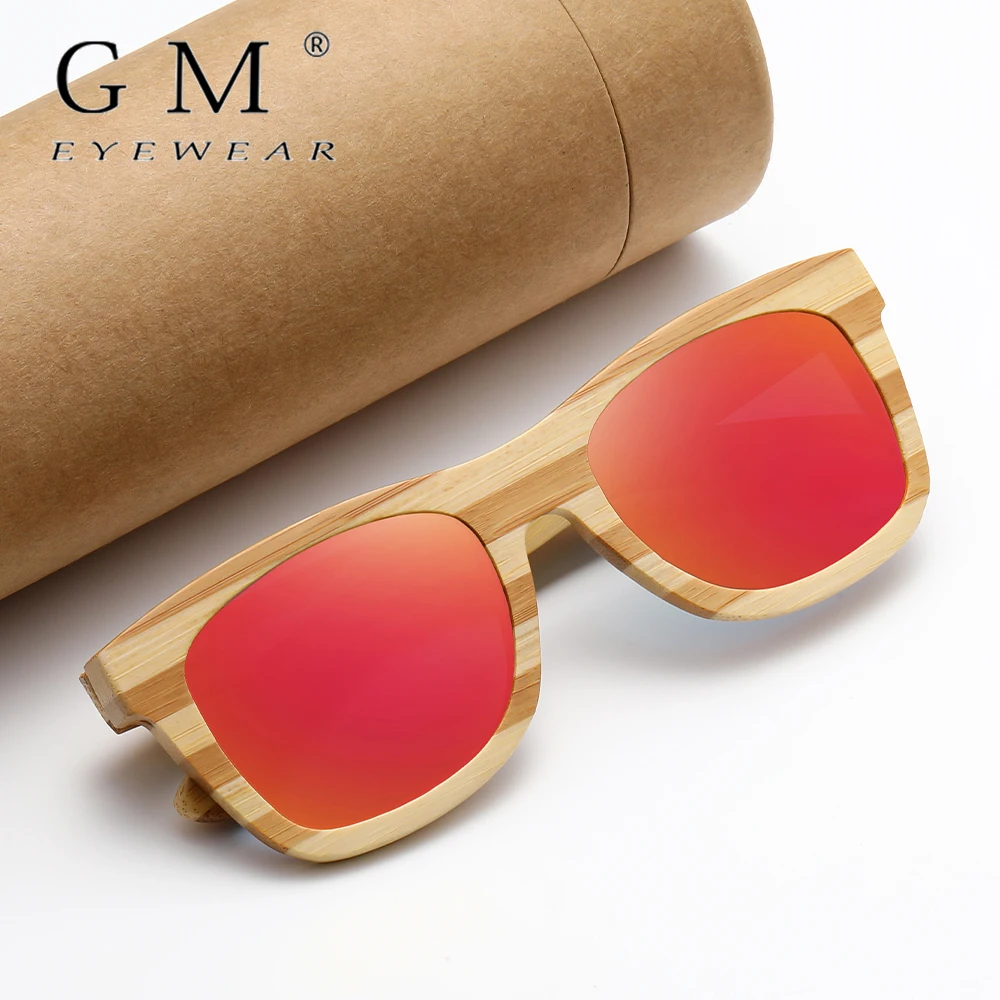 

GM Natural Zebra Bamboo Wooden Aduit Sunglasses Handmade Polarized Glasses Mirror Coating Lenses Eyewear With Gift Box 8563C
