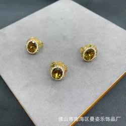 Factory direct sales Erqi sultan stone inlaid with natural tourmaline live ring,  stone fashionable exquisite ring