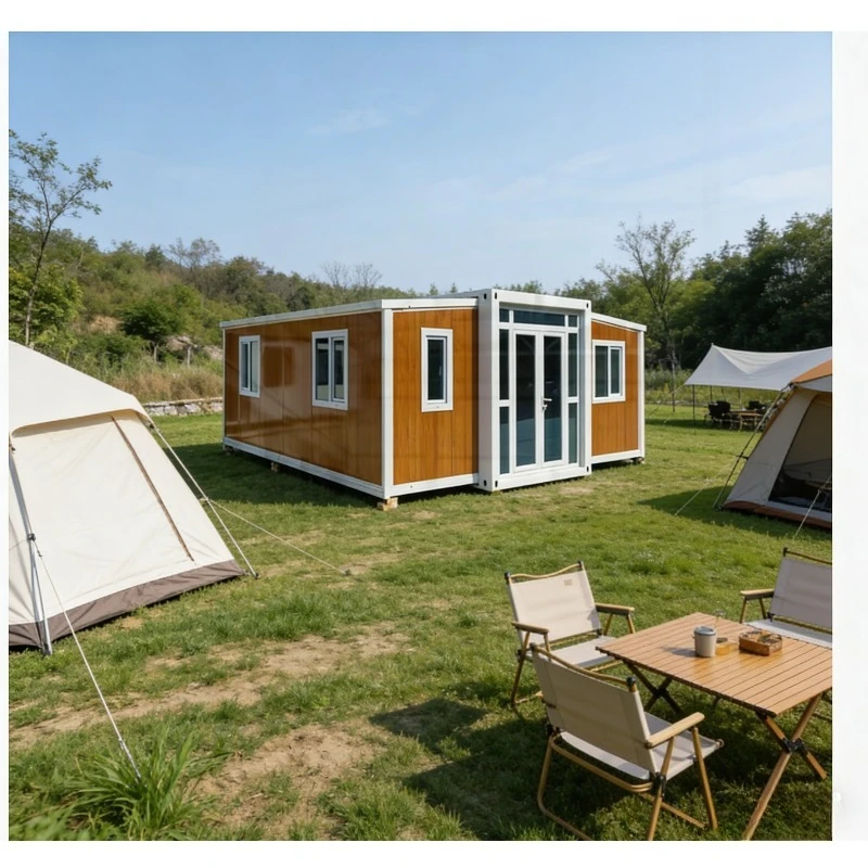 Space-Saving Double Wing House Foldable Container Prefab Tiny Home 2 Bedroom Steel Structure Urban Living Office Studio Solution