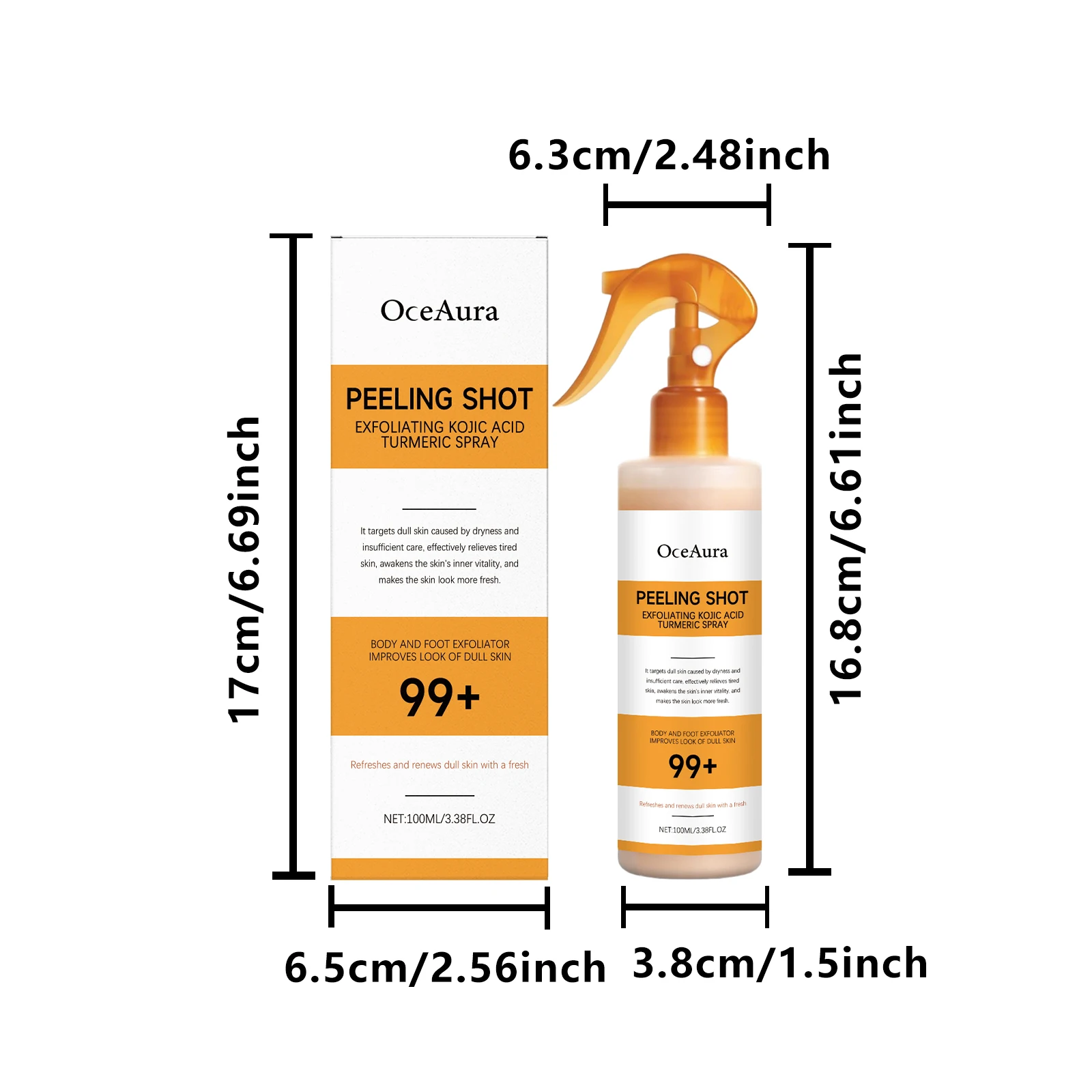Kojic Acid Turmeric Exfoliating Spray Remove Dead Skin Brightening Hydrating Gentle Cleansing Mist For Face Body Rough Skin Care