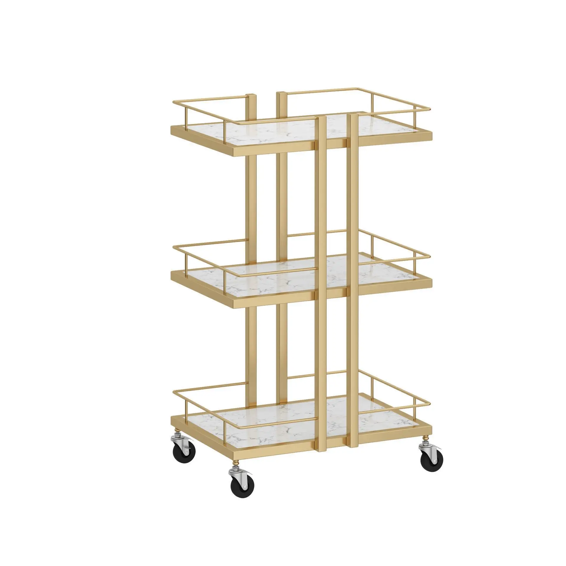 

Cross-border multi-layer metal trolley storage rack 360 ° rotating