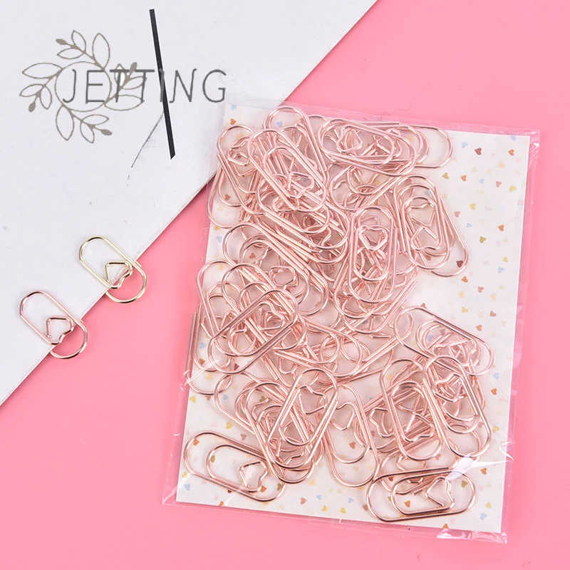 

HOT 50pcs/bag Metal Hearts Papers Clips Mini Binder Clip Bookmark Book Binding Notebook Decor Stationery School Binding Supplies