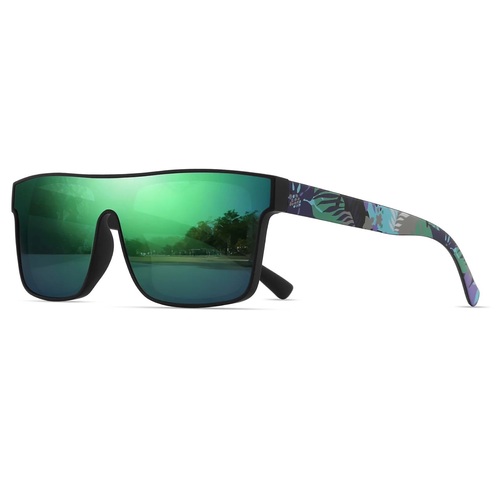 Klassieke vierkante mode-sportzonnebril - Gedessineerde tempels, unisex voor fietsen, wandelen, reizen - perfect cadeau