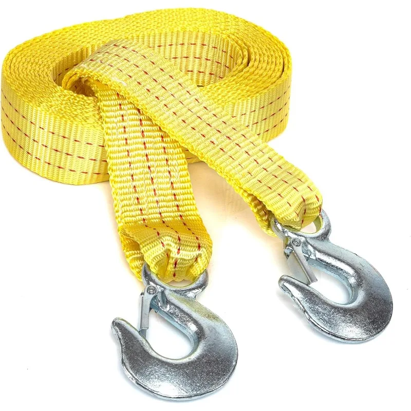 Heavy-Duty Tow Strap with Hooks 2 Pack, 2 Inches by 20 Feet, Woven Polyester Webbing, and 10,000-Pound Capacity