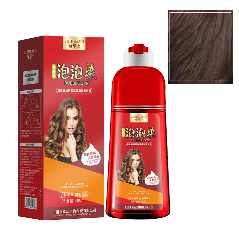 Botella roja grande de 400ml para tinte de cabello Natural puro, champú para tinte de cabello en crema, no irritante, O3B9