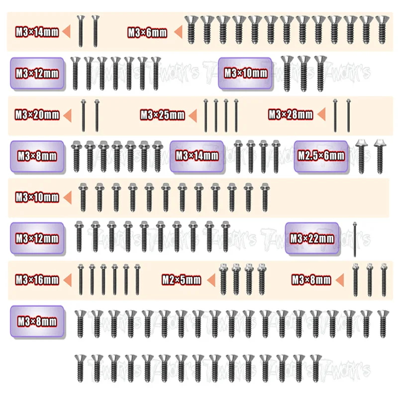 

Original T works TSSU-SRX4 64 Titanium Screw set ( UFO Head ) 116pcs.( For Serpent SRX4 gen3 )ssional Rc part