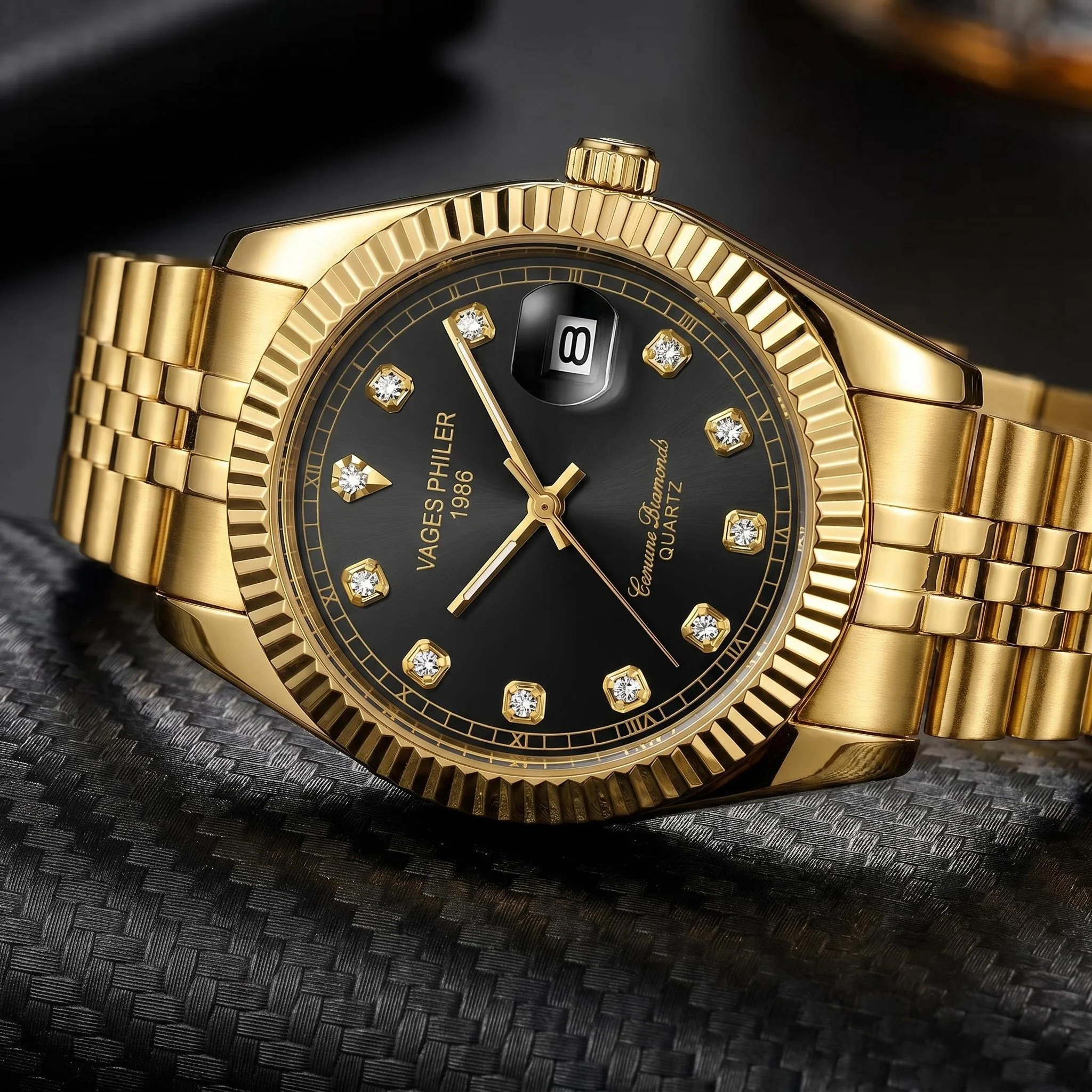 Men’s Business Quartz Wristwatch with a Solid Gold-Coloured Strap, Exuding an Air of Sophistication, Ideal for Business Commutes