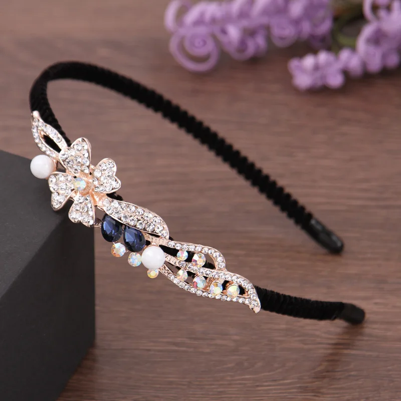 Korean Version of Rhinestone Headband New Non-slip Pearl Headband Pressure Hair Ring Hairpin Women\'s Bangs Clip Hair Accessories