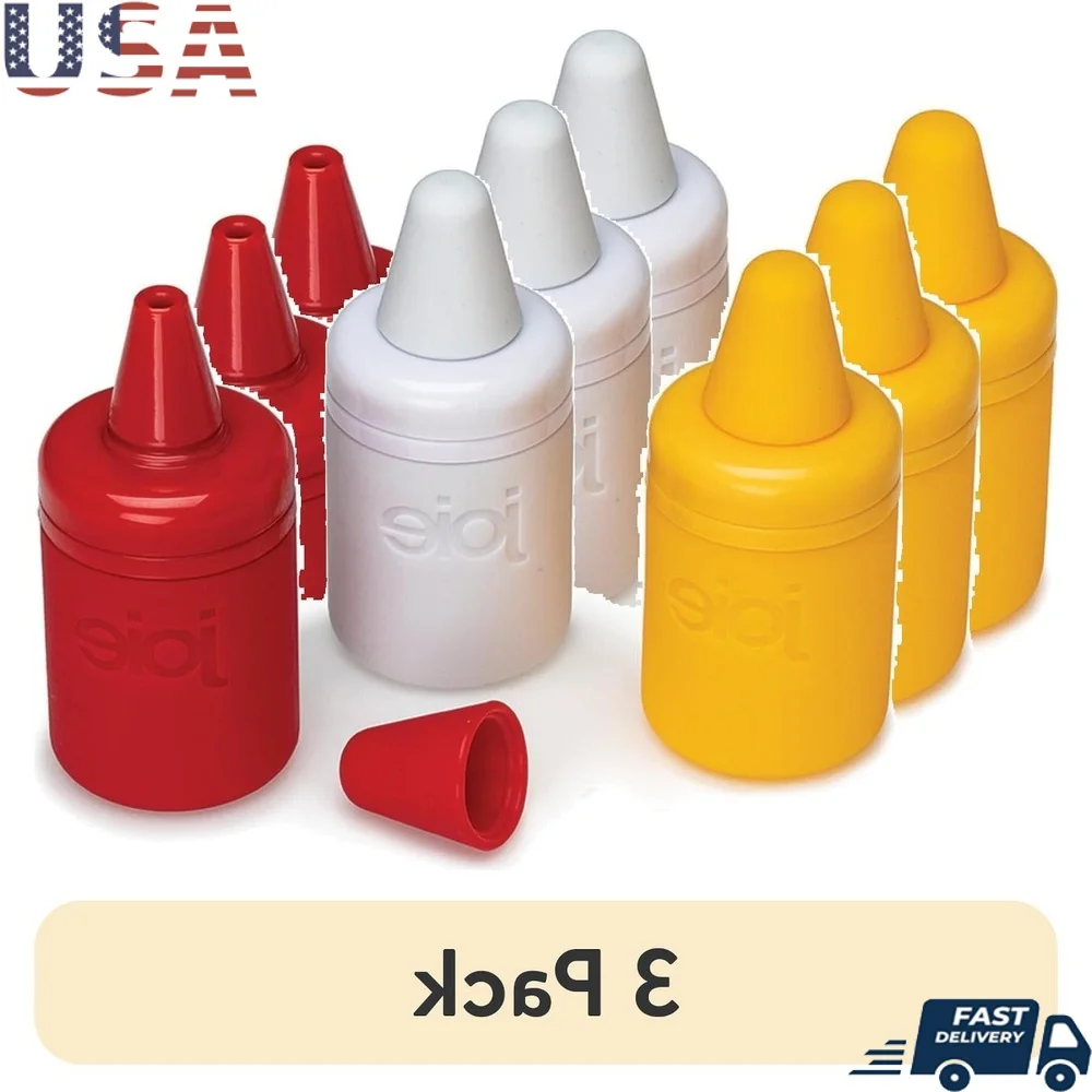 

3 упаковки мини-бутылок для приправ, многоразовая силиконовая пластиковая насадка без капель, легко заполняемая, можно мыть в посудомоечной машине, веселое применение на открытом воздухе