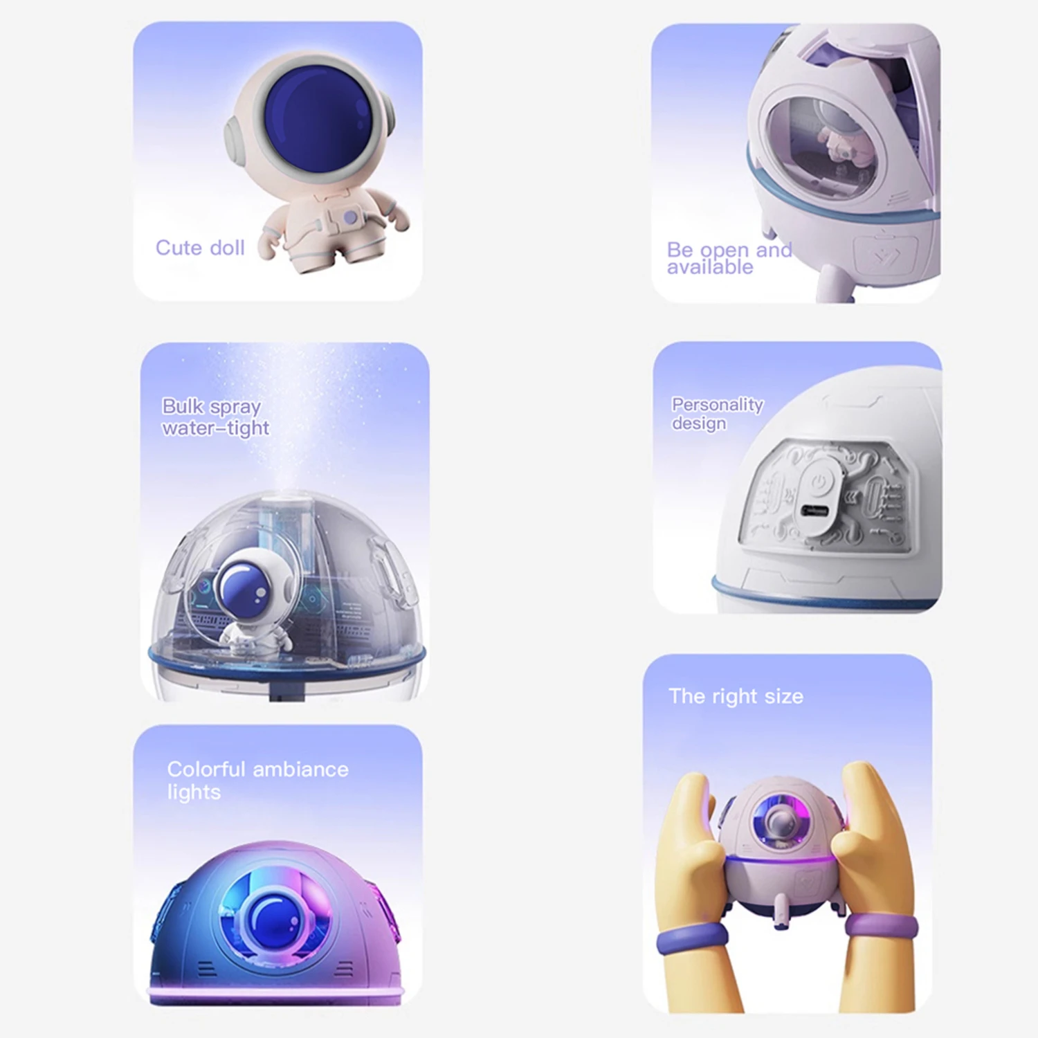 USB ポータブルミスト加湿器スペースカプセル宇宙飛行士デザイン空気加湿器カラフルな LED ライト付き学生寮車用