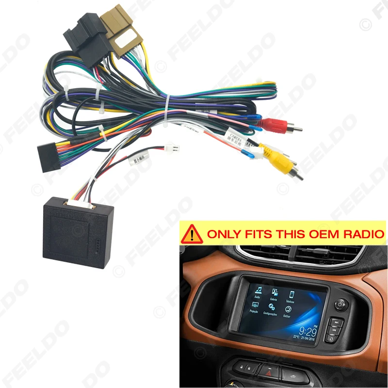 FEELDO Car 16pin Power Cord Wiring Harness Adapter With Canbus For Chevrolet Onix 2016-2019 Installation After-Market Head Unit