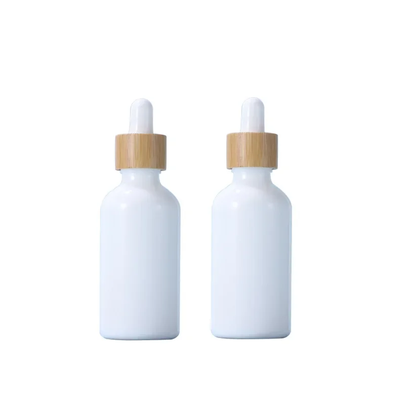 5ml 10ml 20ml 30ml 50ml 100ml Refined Oil Bottle White Porcelain Glass Glue Head Dropper Essence Bottle Wood Grain Lid Bottle