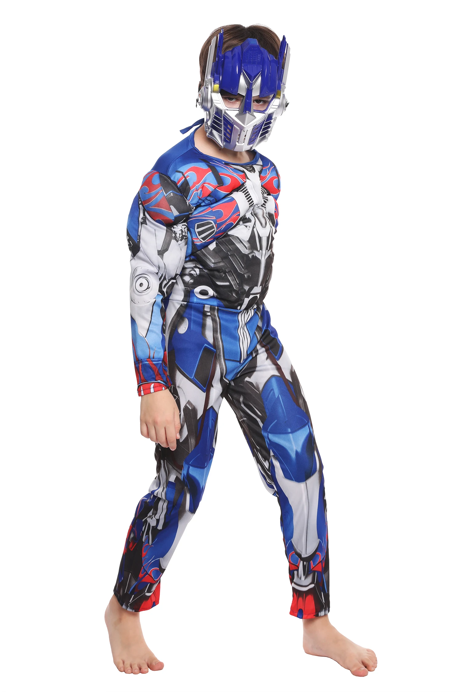 Disfraz de Optimus Muscle Prime para niños, mono de Robot Cars, superhéroe, Semana de libros, vestido de fantasía para niños, Halloween