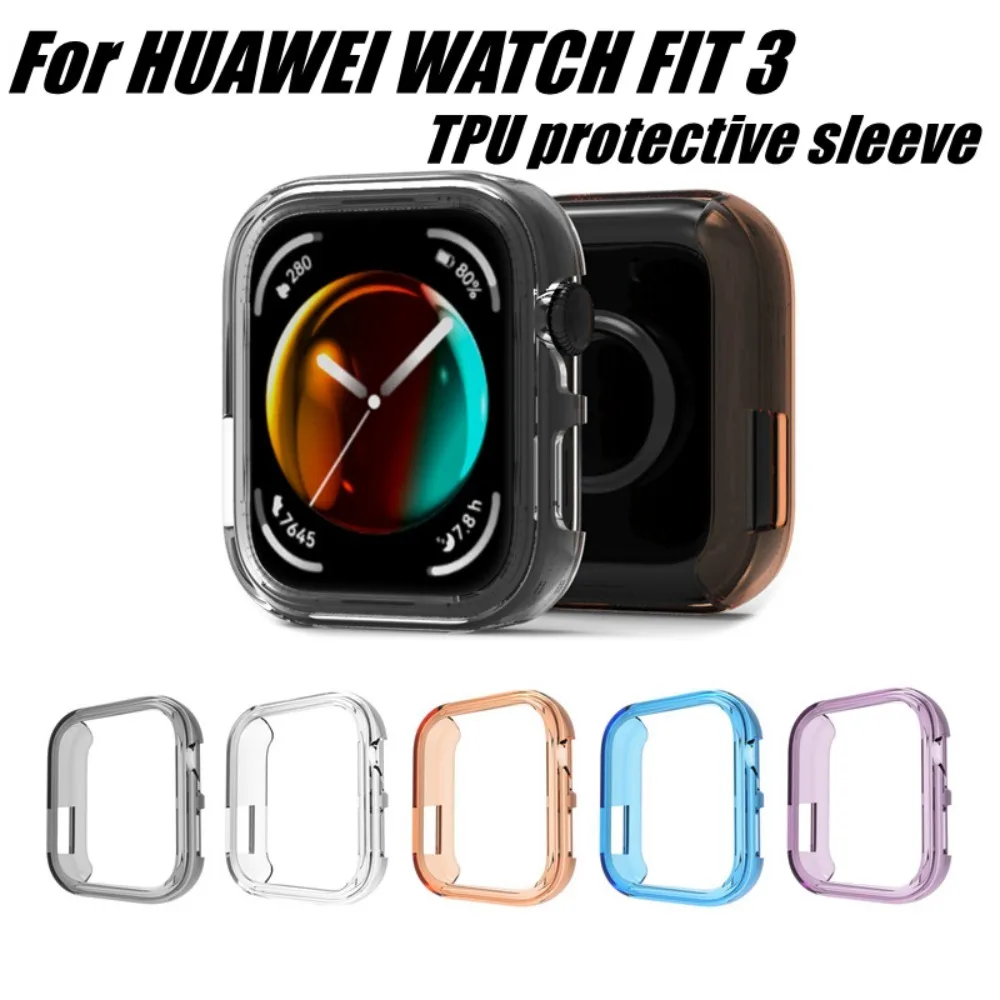 حافظة واقية لساعة TPU للساعة الذكية مقاومة للصدمات وغطاء شبه تغطية وشفافة شفافة لساعة Huawei Watch Fit 3