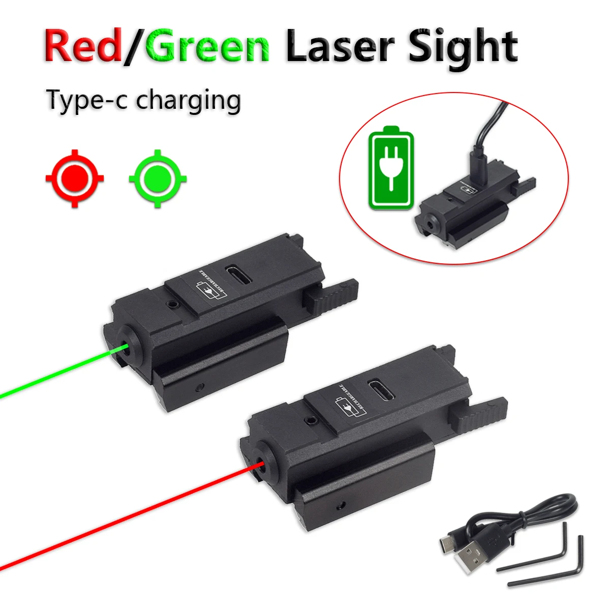 

Tactical USB Charging Gun Laser Sight Laser Pointer Airsoft Pistol 20mm Picatinny Mount 11mm 20mm Dovetail Rail Glock 17 19