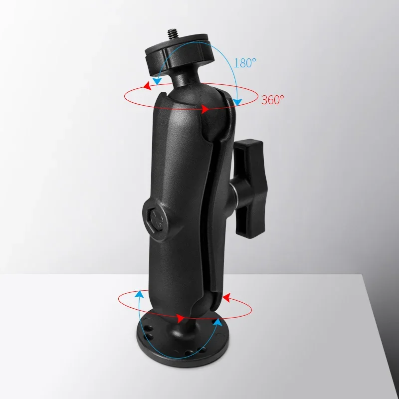 Heavy Duty Dashboard 1/4 Thread Standard Action Camera Mount with Adjustable Aluminium Double Socket Arm
