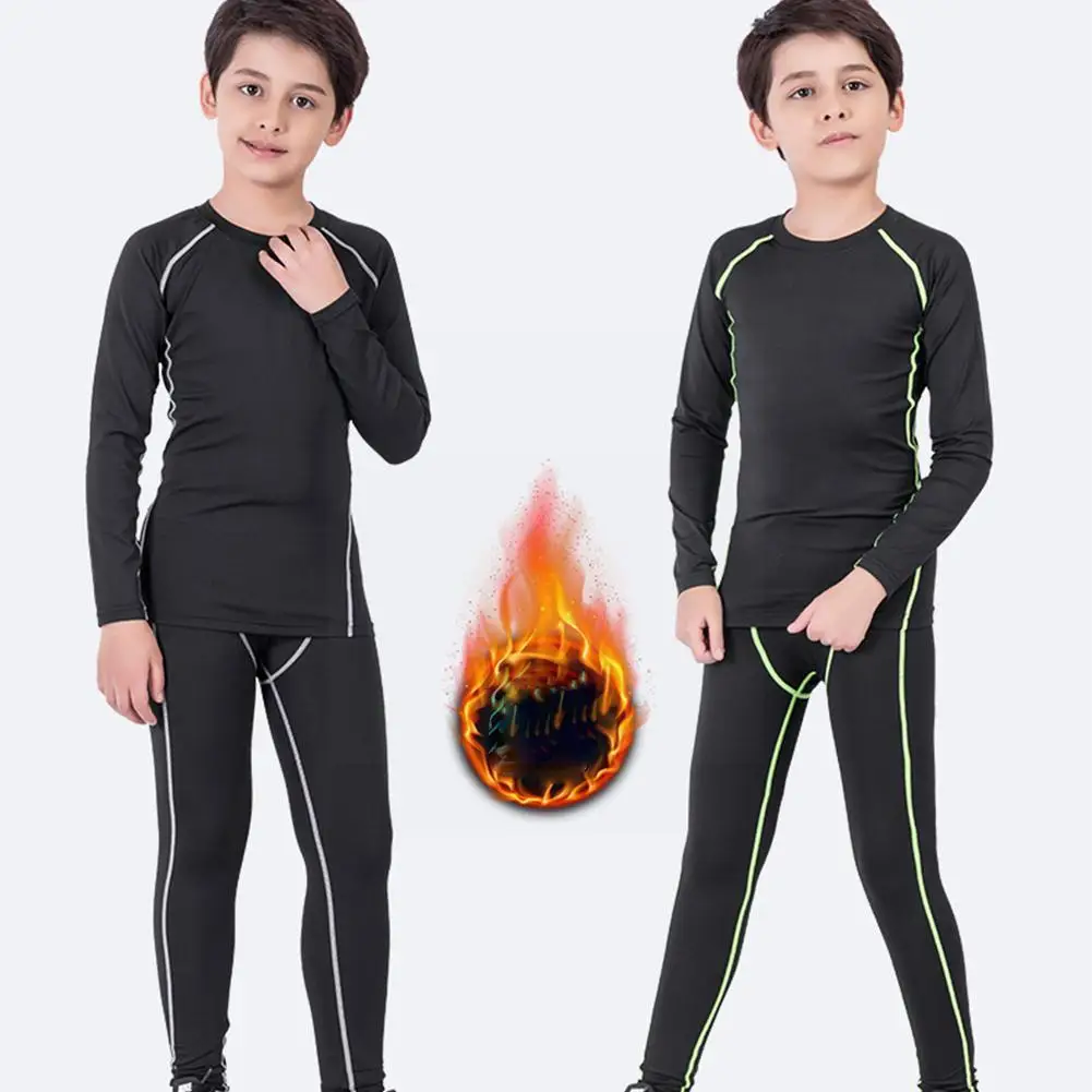 Winter Children\'s Sports Suit Quick Drying Thermal Underwear for Boys and Girls Basketball Football Compression Sportswear U1M9