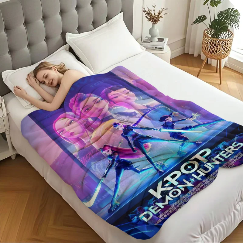 K-Pop شيطان الصيادين بطانية الفتيات الفتيان أفخم رمي بطانية الجدة بطانية دافئة كل موسم هدية ل أريكة تتحول لسرير مكتب رحلة التخييم