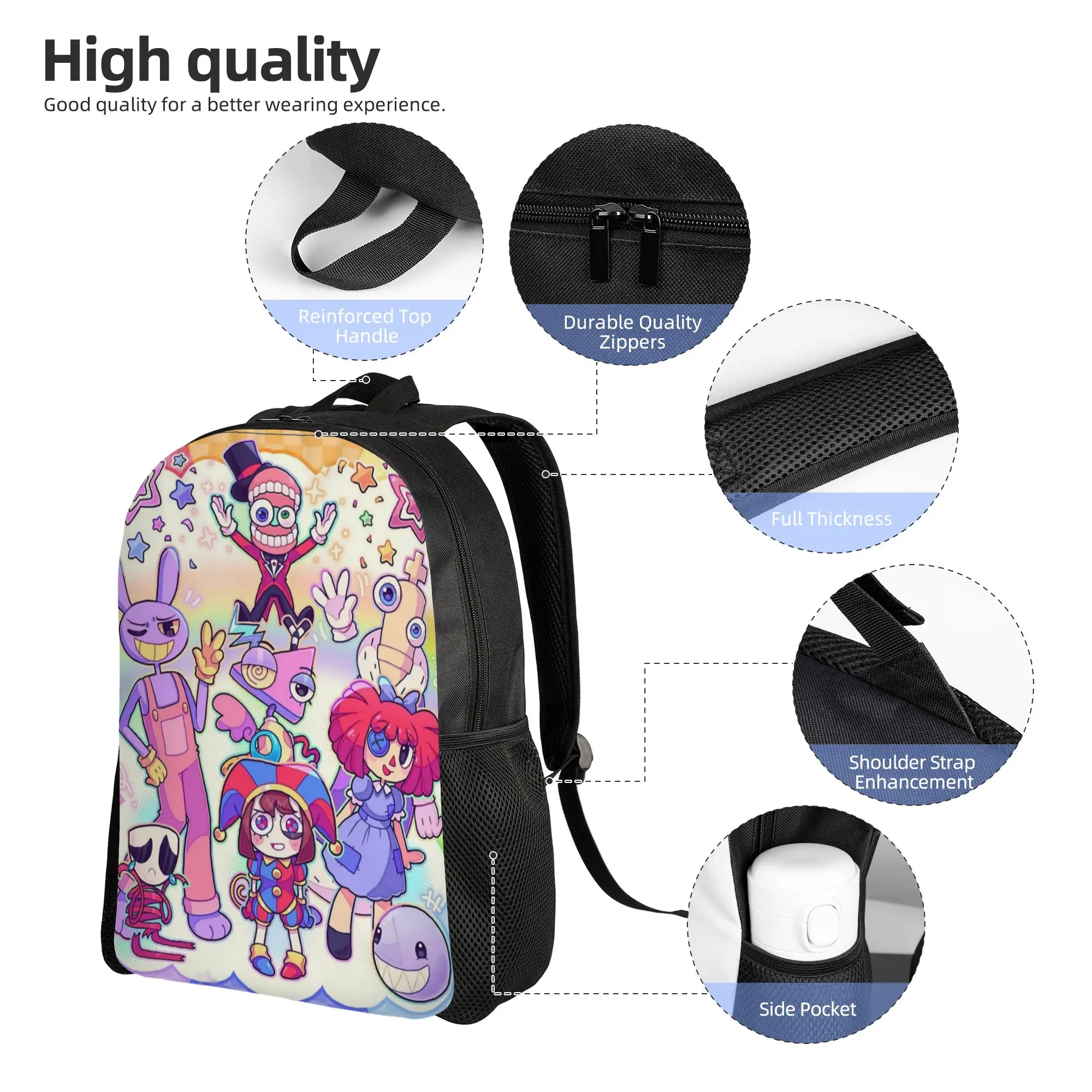Jax Cartoon Digitals Circus Pomni Jax Backpack Lightweight Student  Daypack for Men Women Laptop Computer Canvas Bags