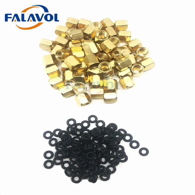 

FALAVOL 20PCS ink damper copper nut with rubber ring for DX4 DX5 xp600 printhead Plotter Printer ink tube connector adapter