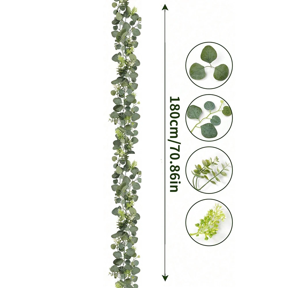 Artificial Eucalyptus Garland Fake Greenery Eucalyptus Leaves Vines for Wedding Arch Backdrop Party Table Wall Home Decor - view 3