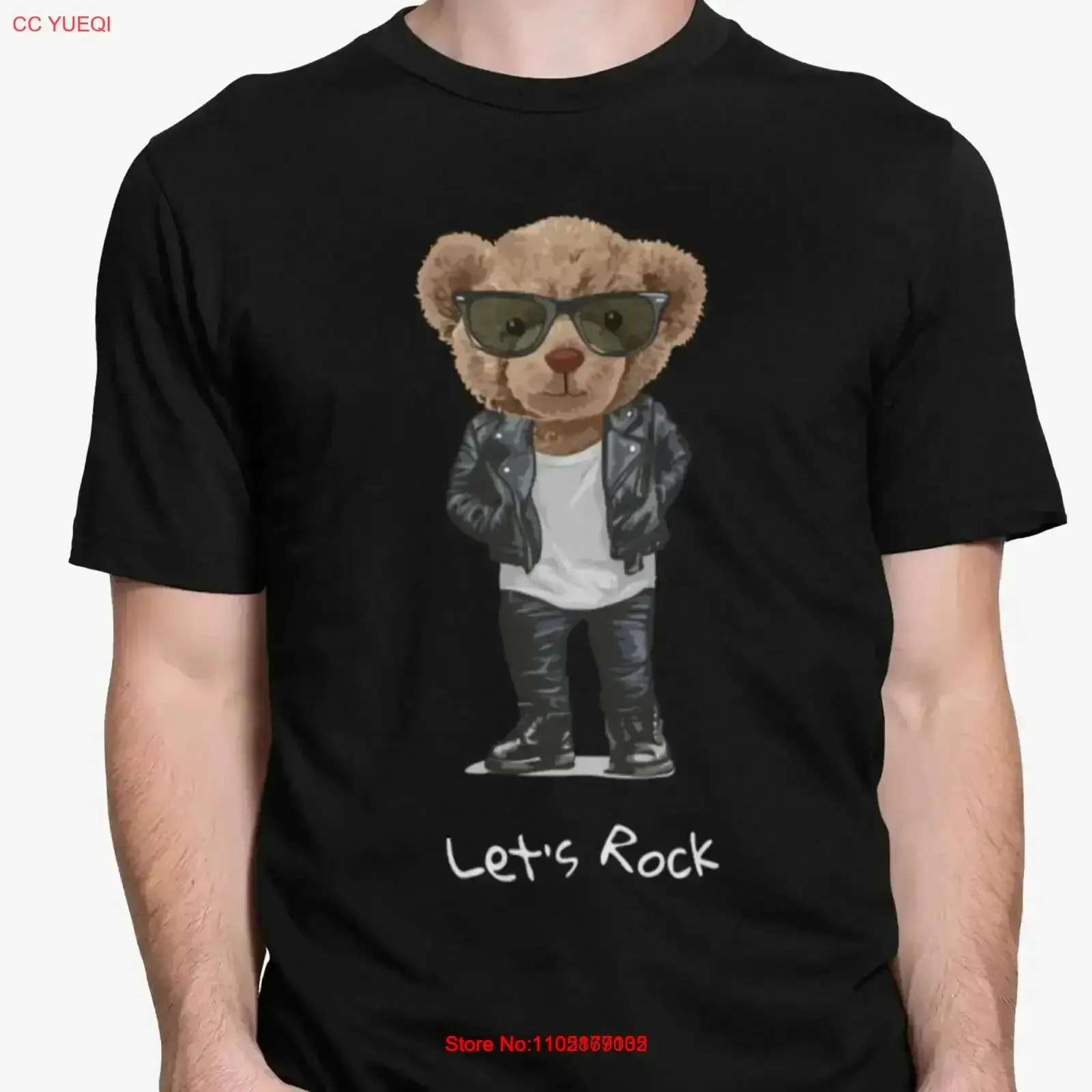 Let's Rock Bear T Shirt Fun Roll for Music Enthusiasts vintage Washed streetwear Breathable Top Everyday Wear Soft Casual
