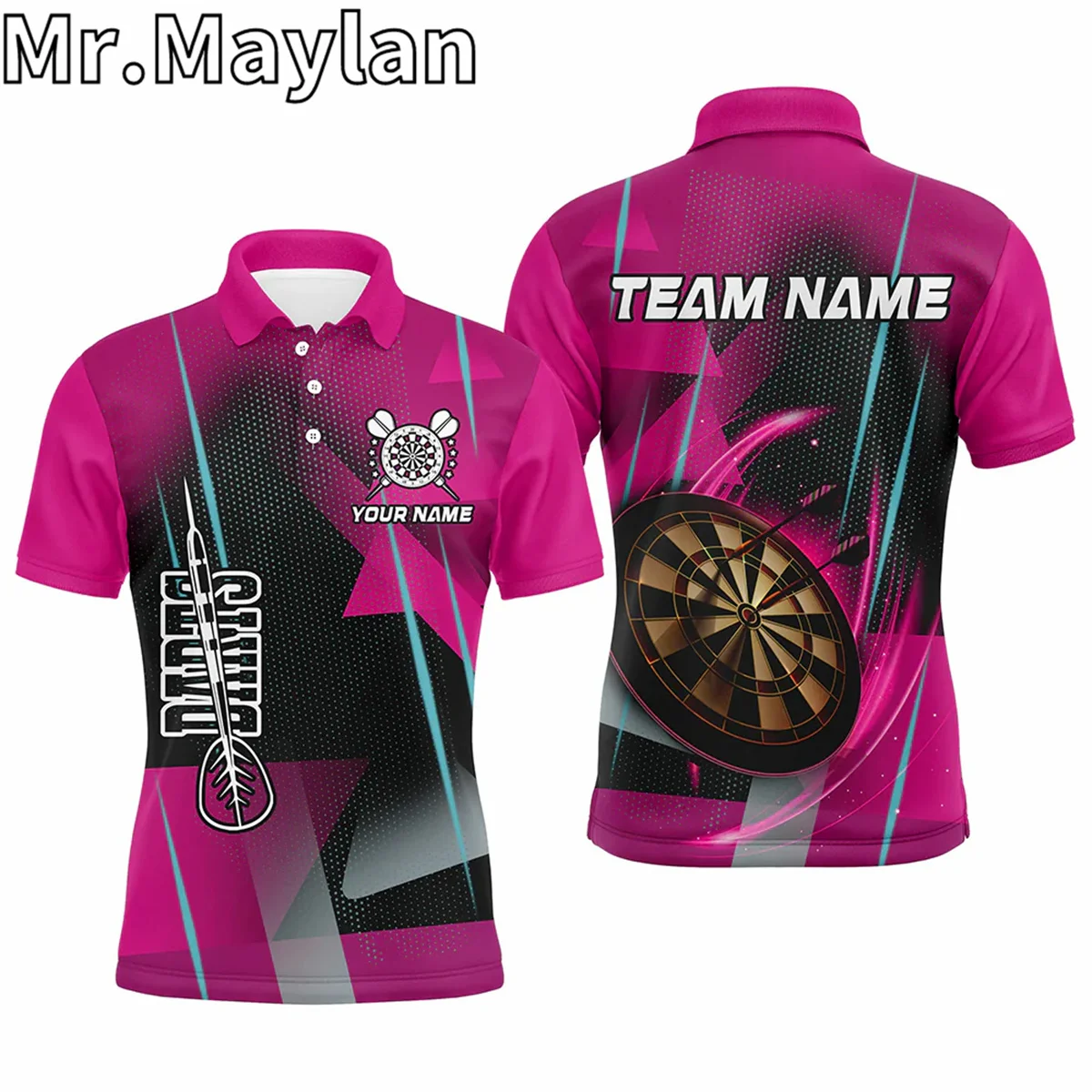 Gepersonaliseerde 3d Adelaar Amerikaanse Vlag Patriottische Darts Poloshirts Voor Mannen Custom Rode Vlam Darts Truien Geschenken Voor Darts Liefhebbers