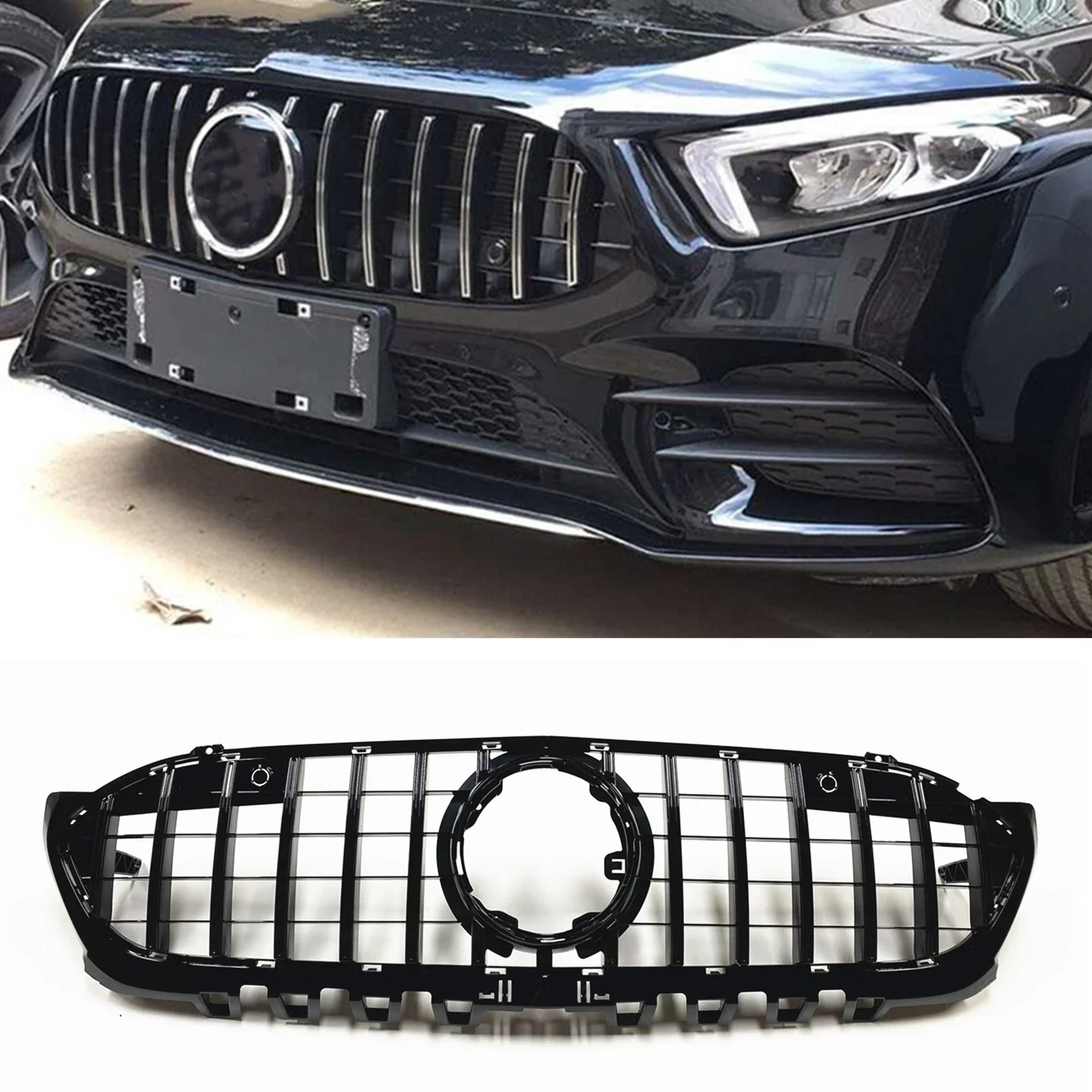 

New！ GT Style Front Grille For Mercedes Bezn A Class W177 A180 A200 A250 A45 2019-2022 Black/Silver Upper Bumper Hood Mesh Grill