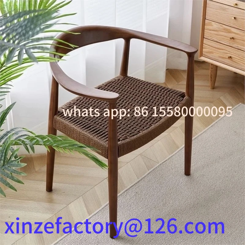 Customizable GUIG Japanese Casual Armchair Study Chair Tea Room Negotiation Chair Kraft Paper Rope Double-sided Braided Rope Din